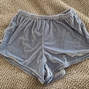 Baby Blue Velvet Shorts